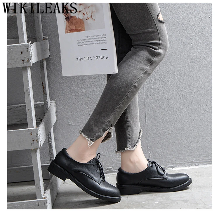 Женские туфли-оксфорды; черная кожаная обувь; модная женская обувь в Корейском стиле; Женская Удобная Обувь на толстой подошве; chaussures femme ayakkabi