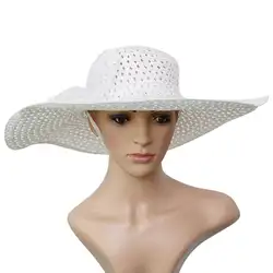 Новые модные женские туфли женские Складная широкий большой полями, пляжная шляпа от солнца летняя элегантная соломенная флоппи богемный