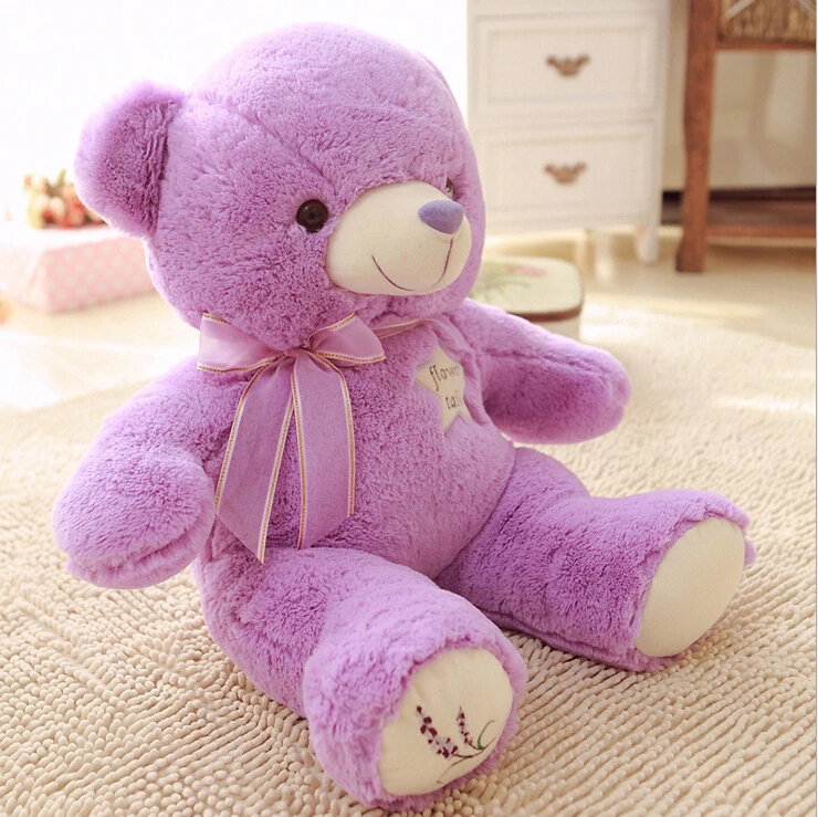 1 шт., 35-100 см, милый сиреневый медведь, фиолетовый плюшевый медведь, плюшевый медведь, игрушки, мягкая кукла, подарки на день рождения для детей и девочек