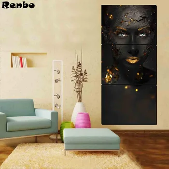 

3 Piece Cool Black Make-up Lady 5d diy diamond painting by number full square/round drill 5d cross stitch embroidery mosaic kit