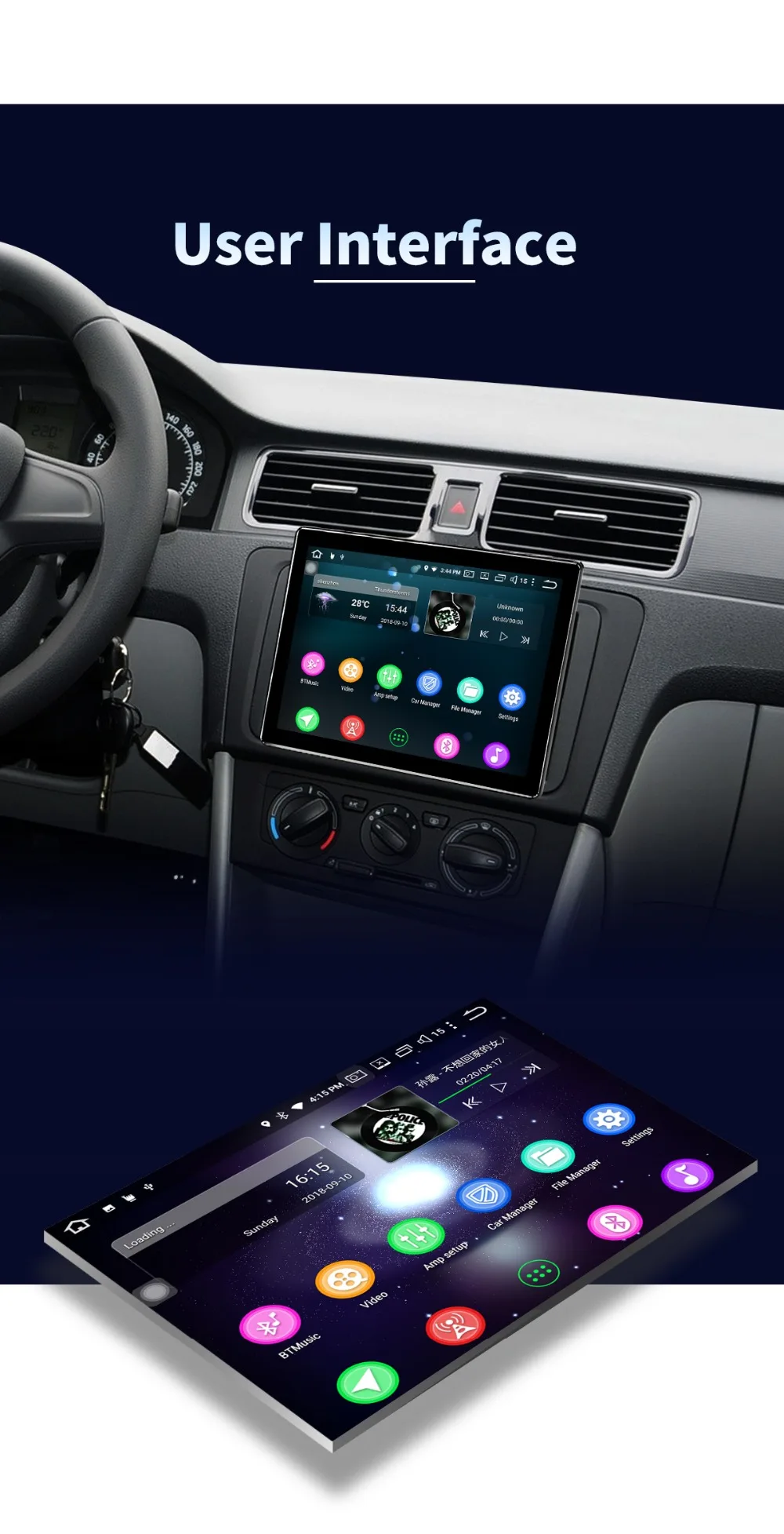 Cheap 9.7" Android 8.1 Steering Wheel Control Head Unit Universal Car Radio Auto Stereo Wifi Bluetooth GPS 1024*768 Rear View Camera 4
