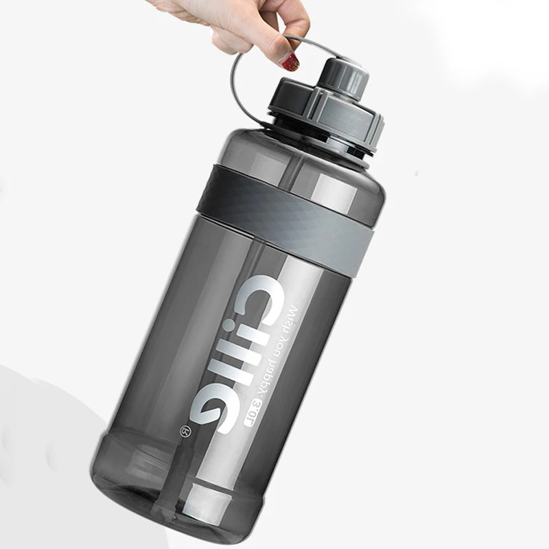 New Arrival 2000ml/3000ml Large Capacity Plastic bottle Sport Drinking bottle with strap Straw portable Water Bottle BPA Free