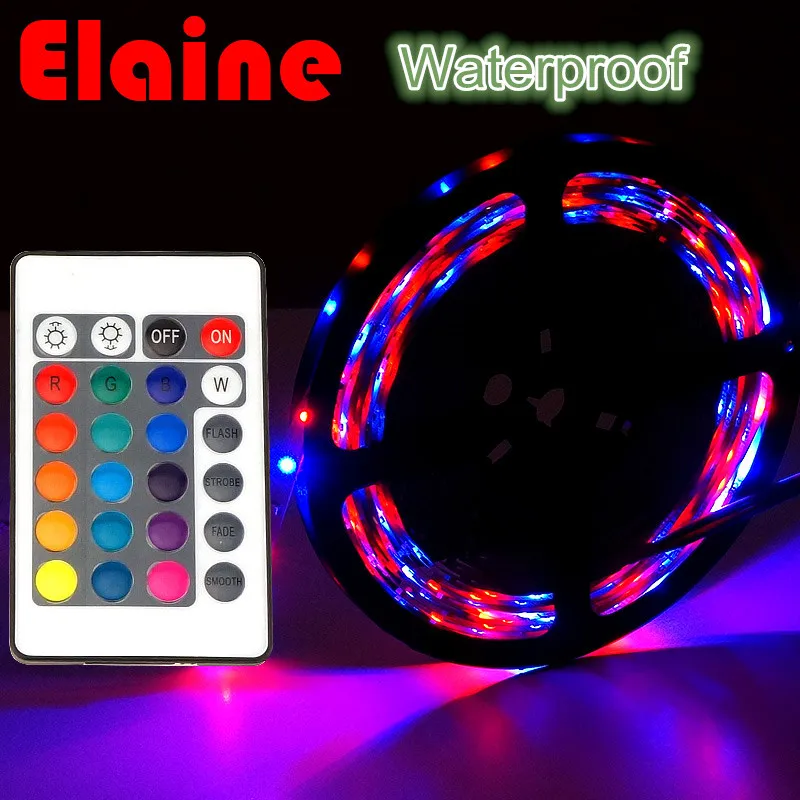

Waterproof 5M RGB LED Strip 2835 3528 12V 24Key IR Remote Controller Flexible Light Led Tape Home Decoration Lamp free shipping
