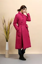 Chinese style retro Women’s cotton-padded jacket pure linen slim long trench coat jacket female slim ladies jackets and coats