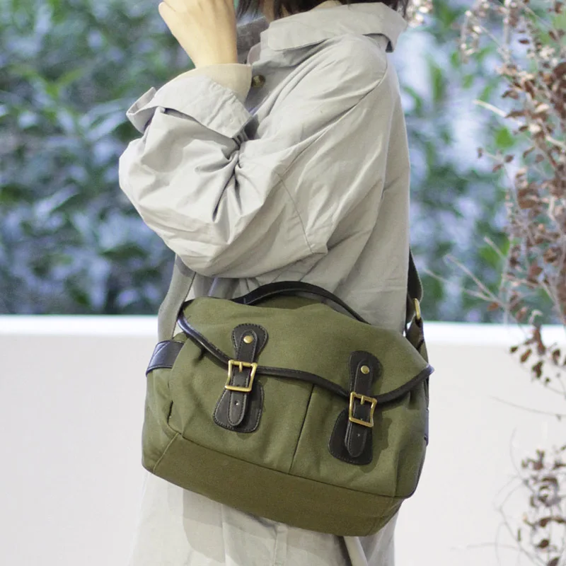 

Fashion Canvas Bag Casual Belt Decoration Messenger Bag British Style Wild Shoulder Messenger Package Large-capacity Travel Bag