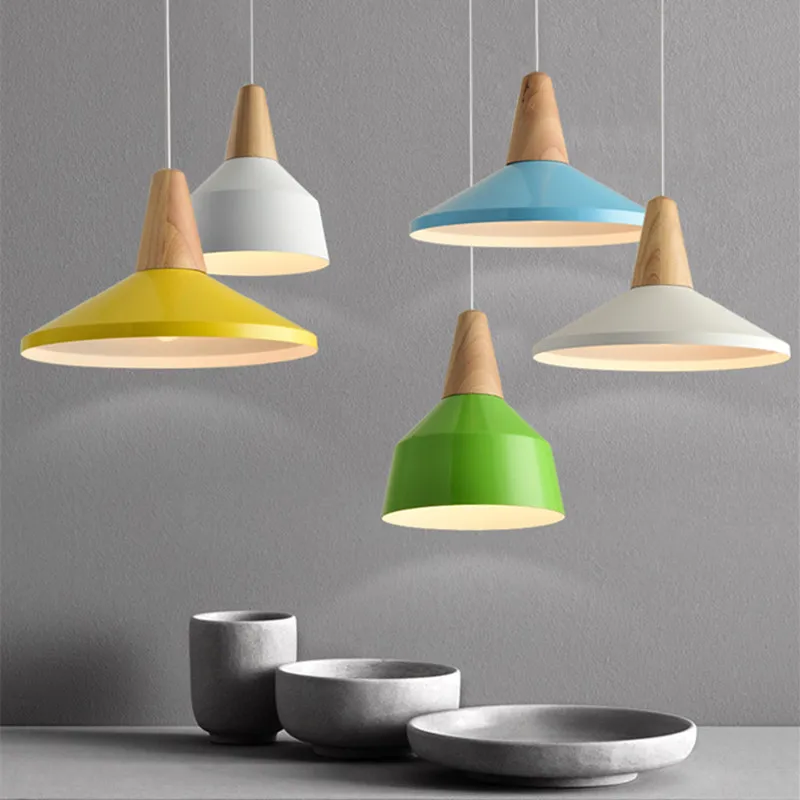 

Nordic LED Pendant Lights Lamp E27 Modern Pendant Light Aluminum Wood Hanging Lamp Lampshade Dining Room Lighting Luminaries