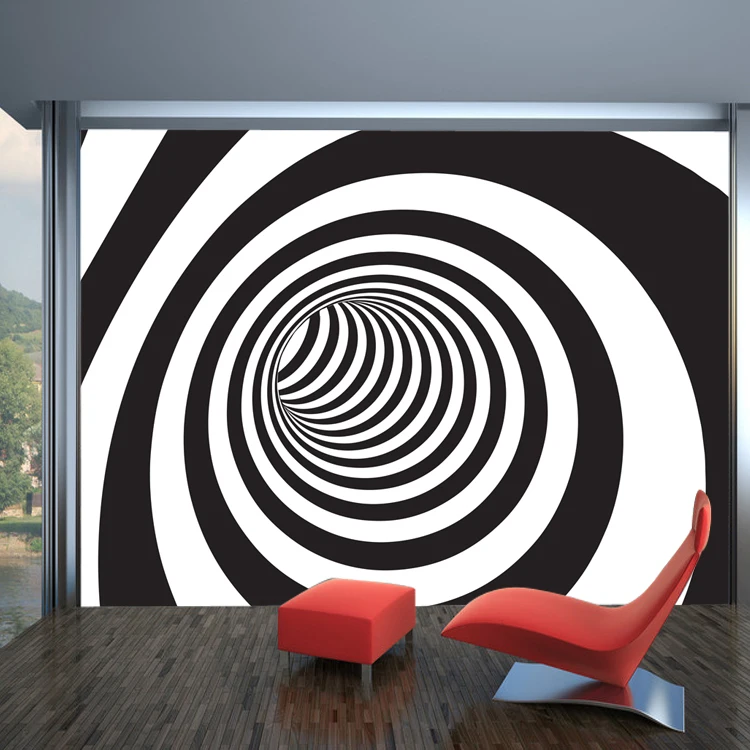 

8d/5d/3d papel Mural Zebra spiral Stripe black&white 3D wallpaper for living room 3d wall photo mural 3d Wall Murals Wall paper