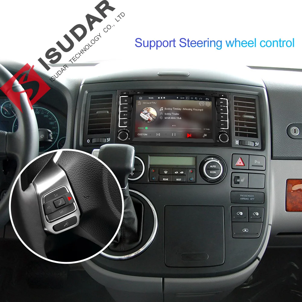  Isudar 2 Din Auto Radio Android 9 For Volkswagen/Touareg Octa Core RAM 4G ROM 64GB Car Multimedia D