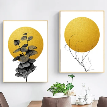 

Simple Abstract Eucalyptus Leaves Sun Nordic Posters And Prints Wall Art Canvas Painting Decoration Pictures For Living Room