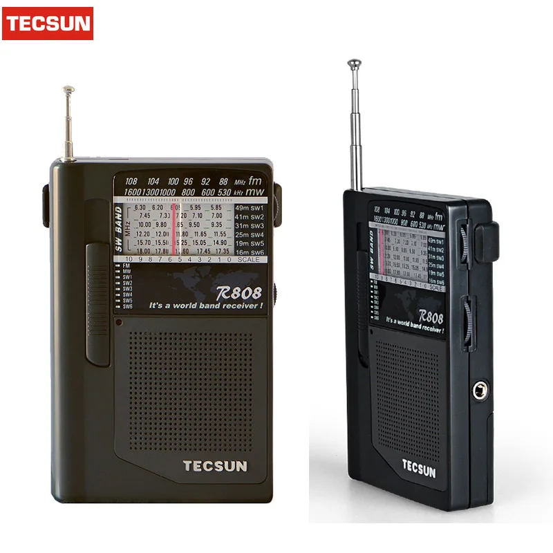 Мини TECSUN R-808 радио FM/MW/SW радио многополосный приемник+ наушники Y4141A R808 цифровой приемник Прямая поставка