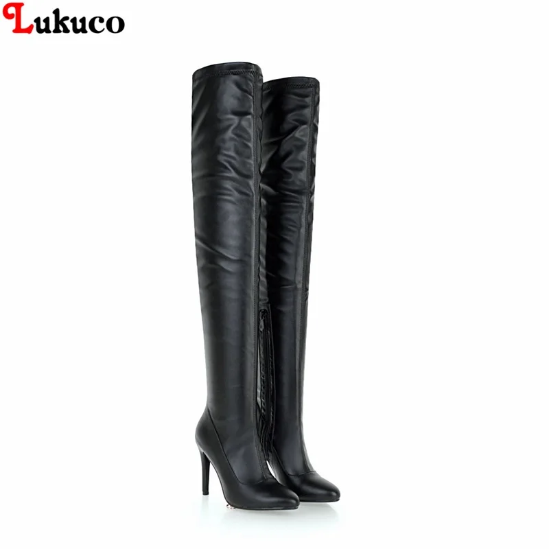 

2019 Plus Large Size 34-48 Sweet Party Boots Thin High Heel Pointed Toe Riding Boot High Quality Handmade Warm Plush Pumps Woman