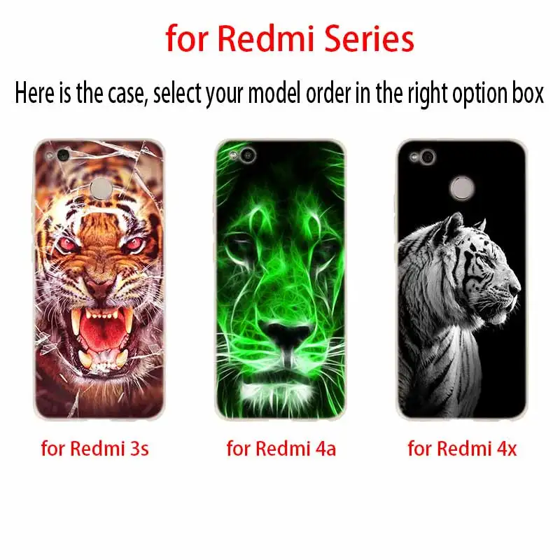 Свирепый Волк тигр лев Модный мягкий чехол из ТПУ с принтом &quotобложка для Xiaomi Redmi