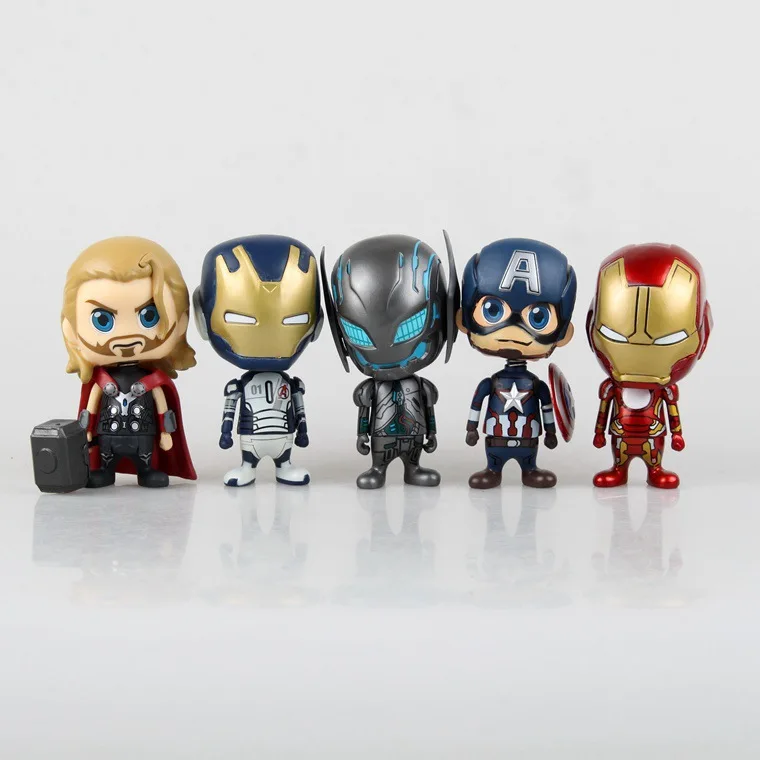 Free Shipping Cute 5pcs The Avengers Solid Set Bobble Head Shaking Head