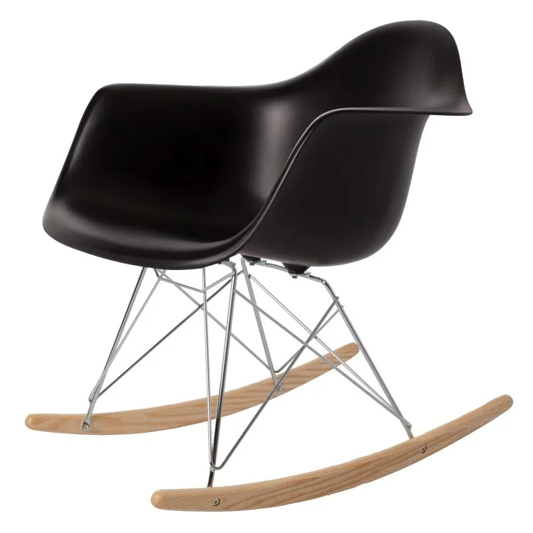 Современные Дизайн модные Пластик и твердой древесины кресло-качалка с подлокотнике. Гостиная Пластик отдохнуть кресло/популярный рокер - Цвет: Black