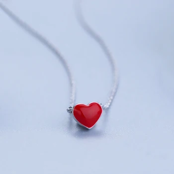 

Fine Women Pendant Necklaces Simple Elegant 925 Sterling Silver Necklace With Classic Lady Red Heart S925 Pendant joyas de plata