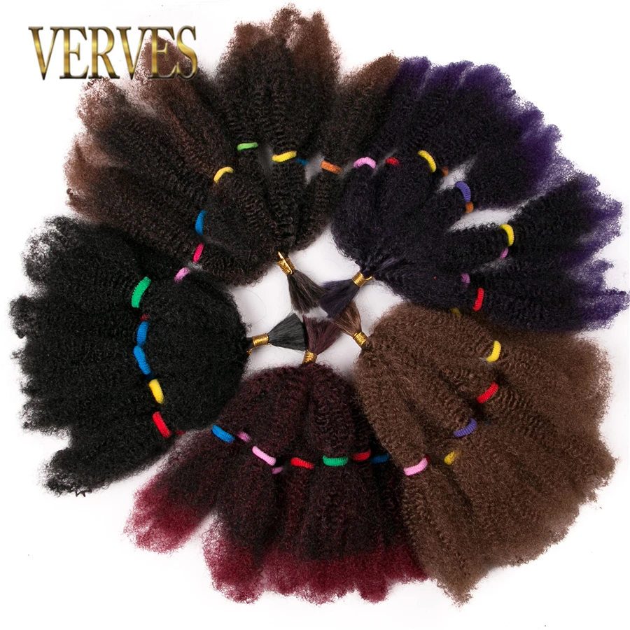 Verves-Culry Crochet Tranças extensões de cabelo sintético, Borgonha, Black Ombre, Afro Kinky Bulk Trança Bundle, 12