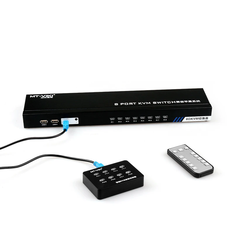 MT-Viki 8 Port Smart KVM SWITCH Manual Press Button VGA USB Wired Remote Extension Switcher 1U with Original Cable 801UK-C
