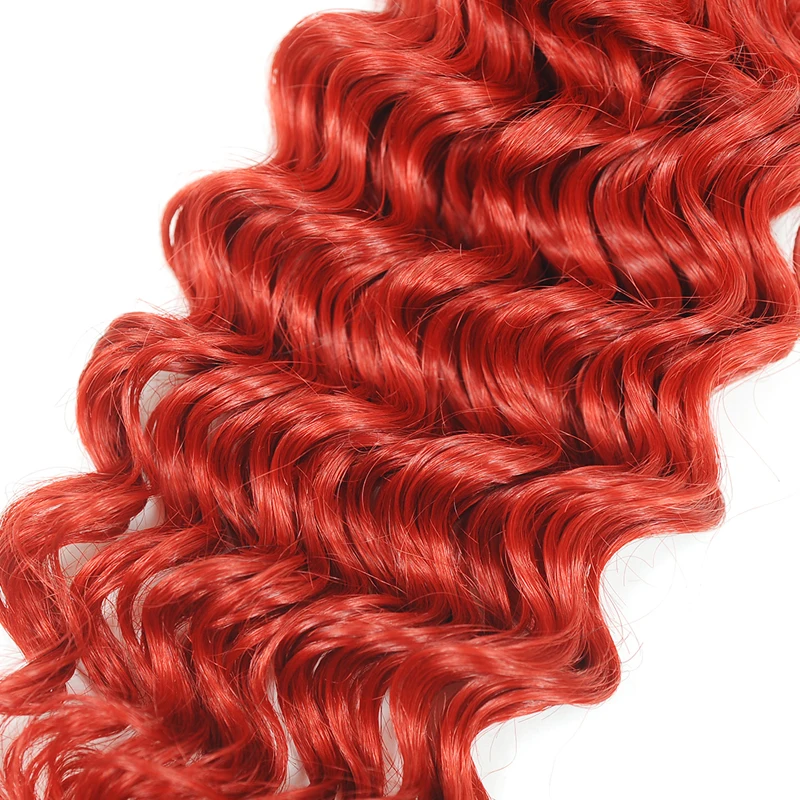 Pinshair бордовые красные пучки с закрытием человеческих волос глубокая волна бразильские пучки волос с закрытием 99J цветные не реми волосы