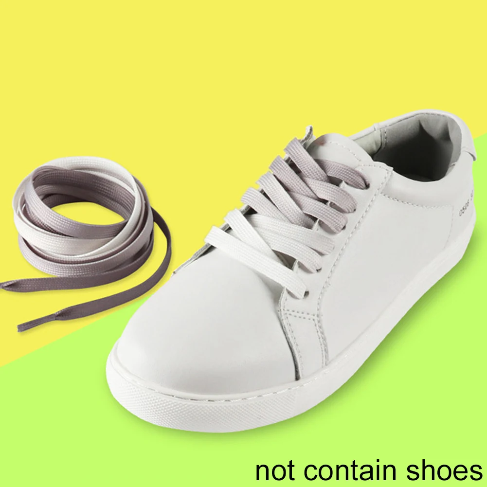 Плоские шнурки RFID Блокировка градиентная рампа Радуга прочный шнурки - Цвет: Серый