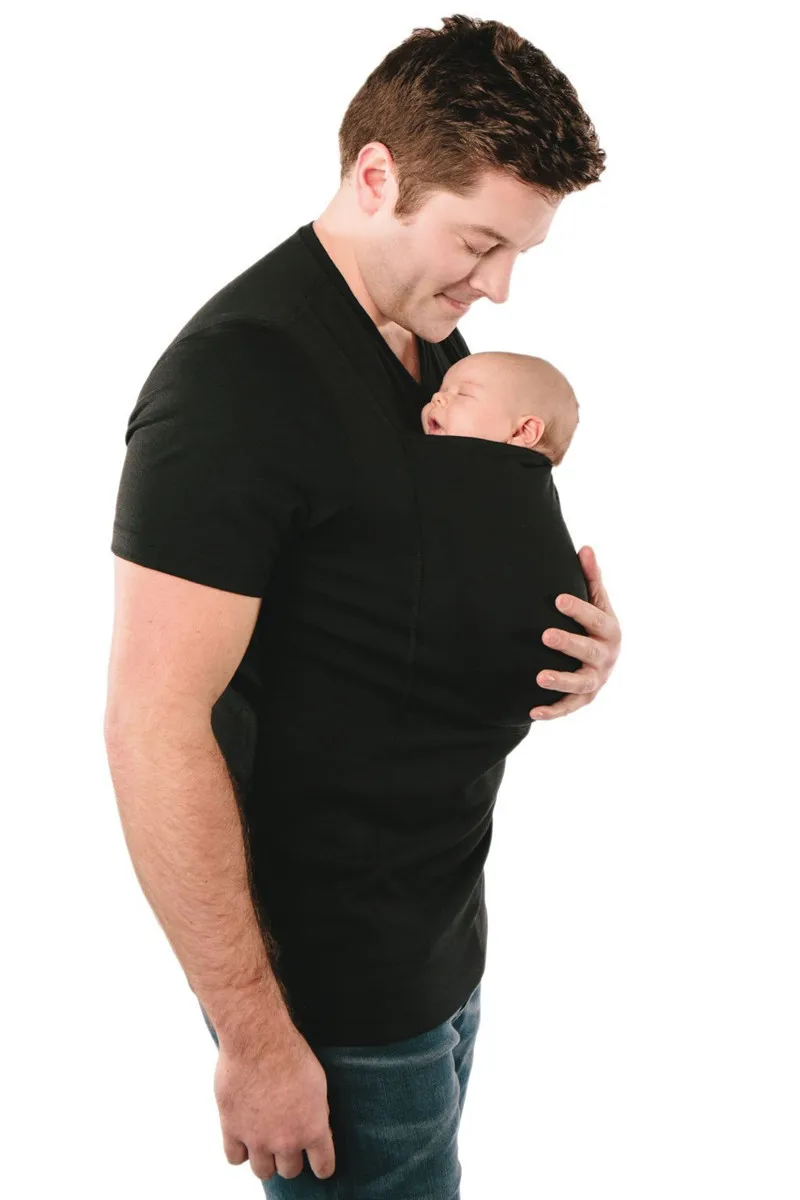 Многофункциональные футболки больших размеров, одежда для малышей, кенгуру, футболка для папы, мамы и ребенка, топы с короткими рукавами и большим карманом