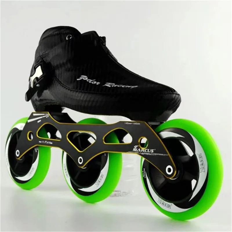 الكربون الألياف الفيبرجلاس سرعة حذاء تزلج بعجلات ثلاثة عجلة كيد الكبار المنافسة الشارع سباق أحذية رياضية التدريب Patines F026