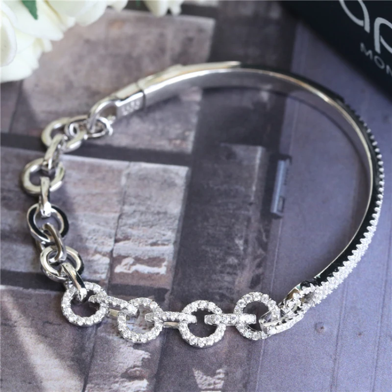 

S925 Sterling Silver Inlaid Zircon Fashion Personalized Bracelet Jewelry Fits Monaco Jewelry with Women Party Gifts