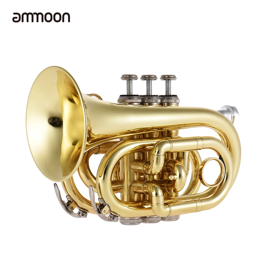Buy ammoon Mini Pocket Trumpet Bb Flat Brass Wind Instrument with Mouthpiece