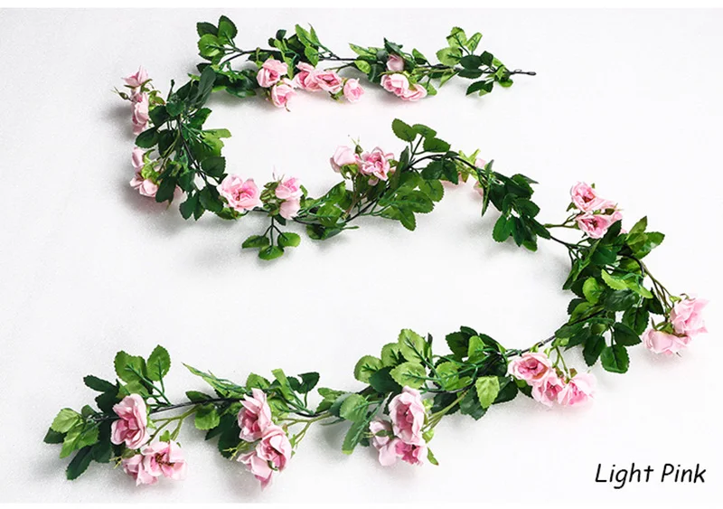 Flone Artificial Silk Rose Fake Flowers Vine Rattan 1.8m Roses Vine Wedding Patio Air Conditioning tube Home Wall Art Decoration (4)