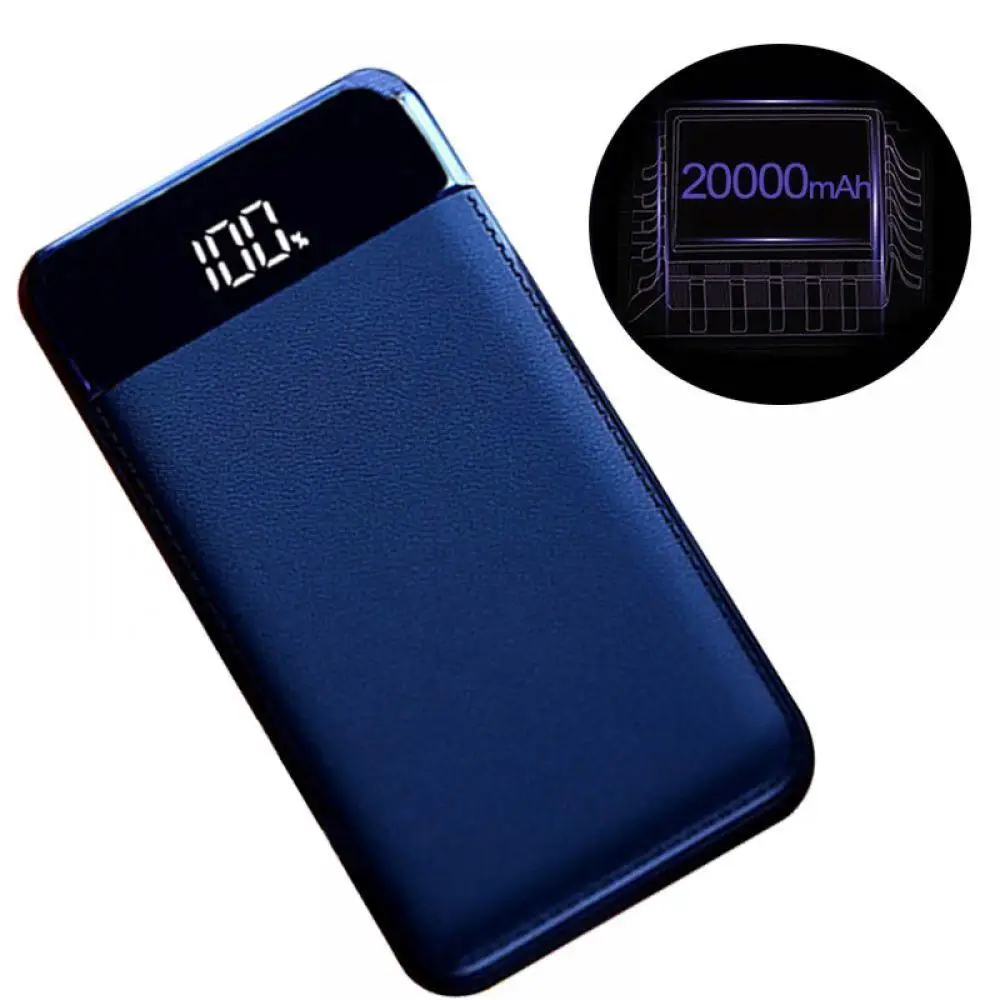 Портативное зарядное устройство Power Bank 20000 мАч Powerbank LED Light 2USB для Xiaomi iPhone Samsung Huawei