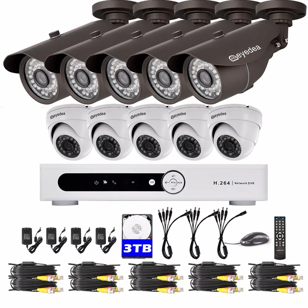 

Eyedea 16 CH Email Alert HDMI DVR 2.0MP Bullet Dome Outdoor CMOS LED Night Vision CCTV Security Camera Surveillance System 3TB