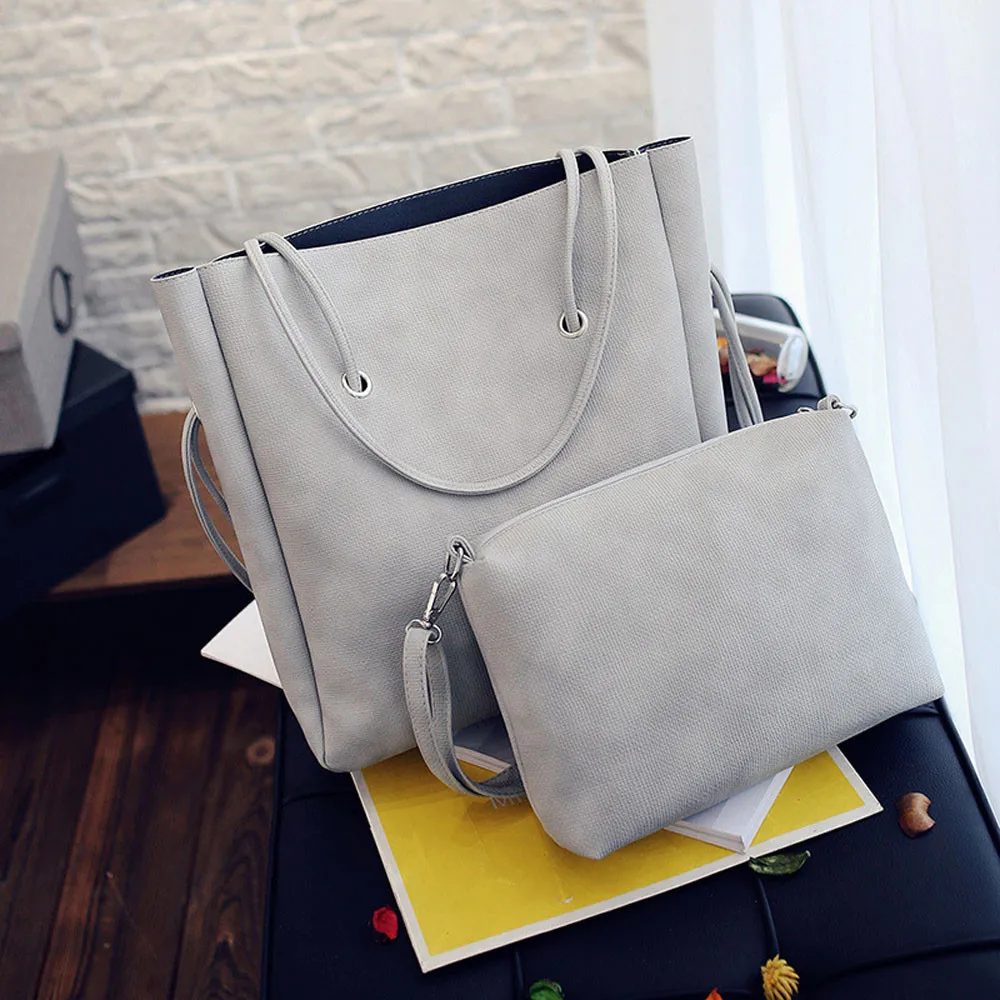 

Mother's shoulder bag handbag Women Shoulder Vintage Leather Female Bag Crossbody Shoulder Bags+Clutch Bag grey H30418
