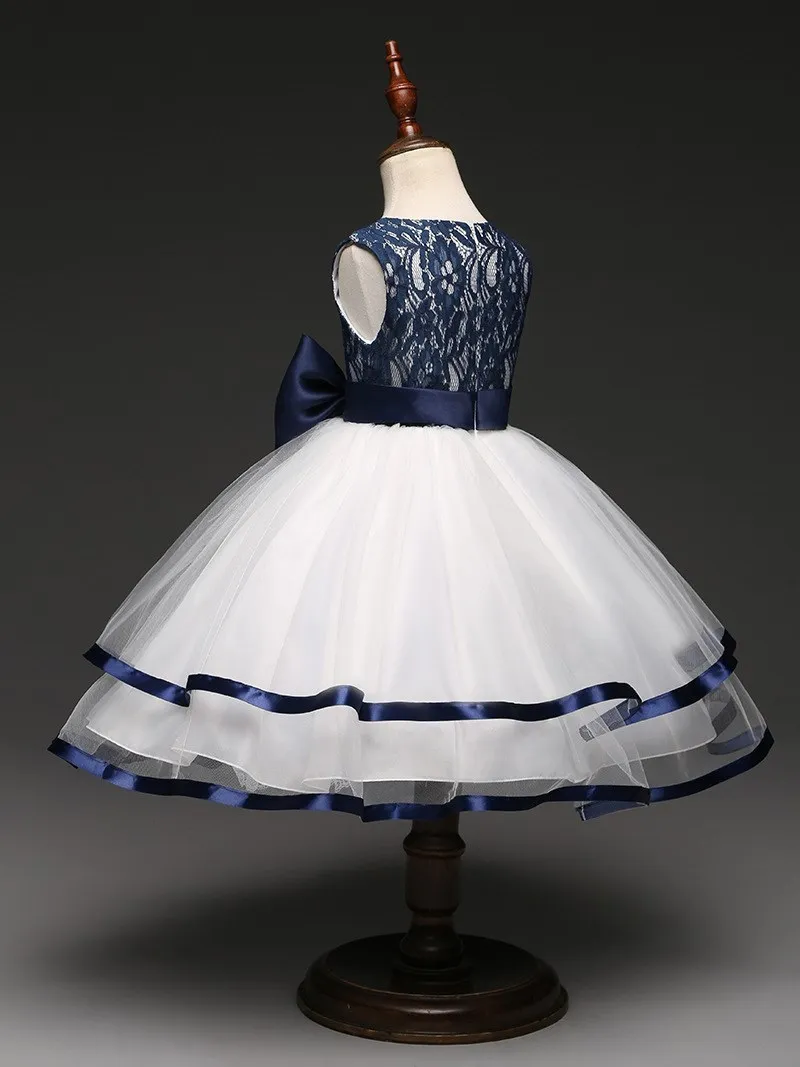 JaneyGao/2019 г. новое поступление, Платья с цветочным узором для девочек с бантом, голубое вечерние платье для маленьких девочек, красивое