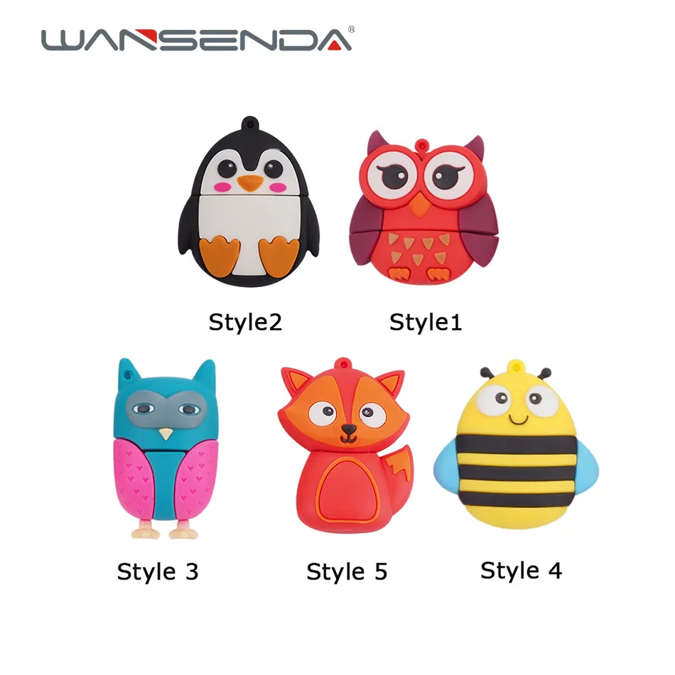 

New style Cute bee penguin Fox Usb 2.0 Usb Flash Drive 4GB 8GB flash card16GB 32GB 64GB 128GB Pendrive real capacity usb stick