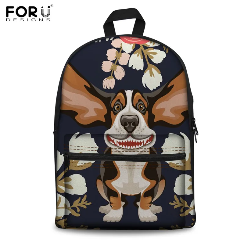 FORUDESIGNS/ Молодежный Школьный рюкзак для девочек, милый 3D Цветочный Йоркширский терьер, Студенческая Повседневная Наплечная школьная сумка, холщовые рюкзаки - Цвет: H8524J