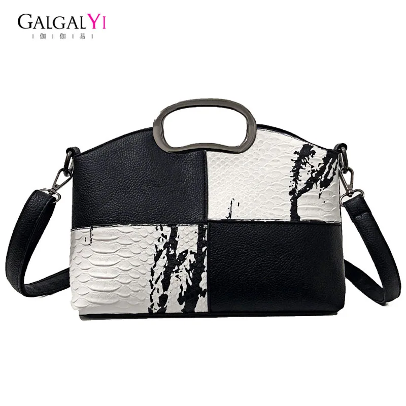 

2018 New Wild Handbag Snake Pattern Stitching Fashion Simple Shoulder Bag Ladies Diagonal Cross Baker Female Bags Stitching
