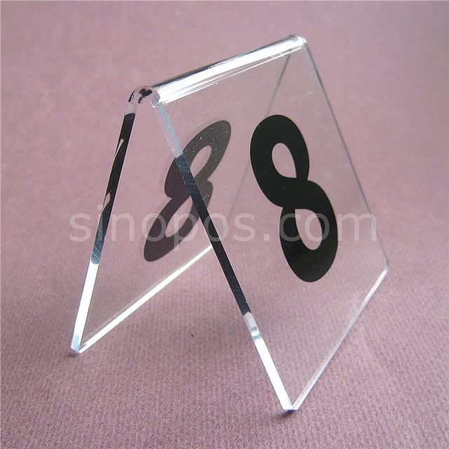 Acrylic Table Number Signs 1 60, desk top clear plastic codes card