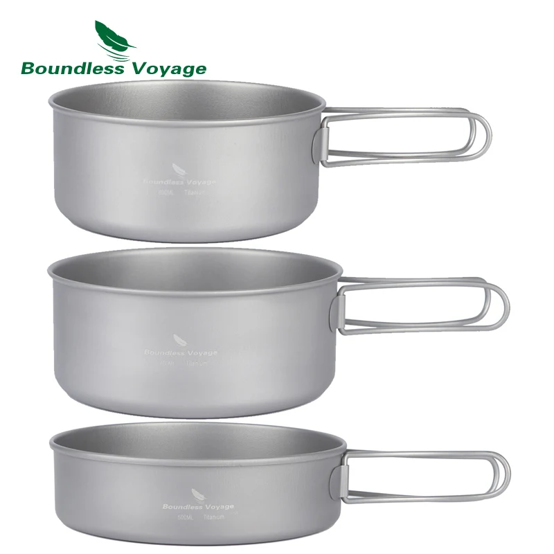 Beste Grenzeloze Voyage Outdoor Ultralight 3 stks Titanium Pot Pan Set Schaaltje Kookgerei Servies Serviesje
