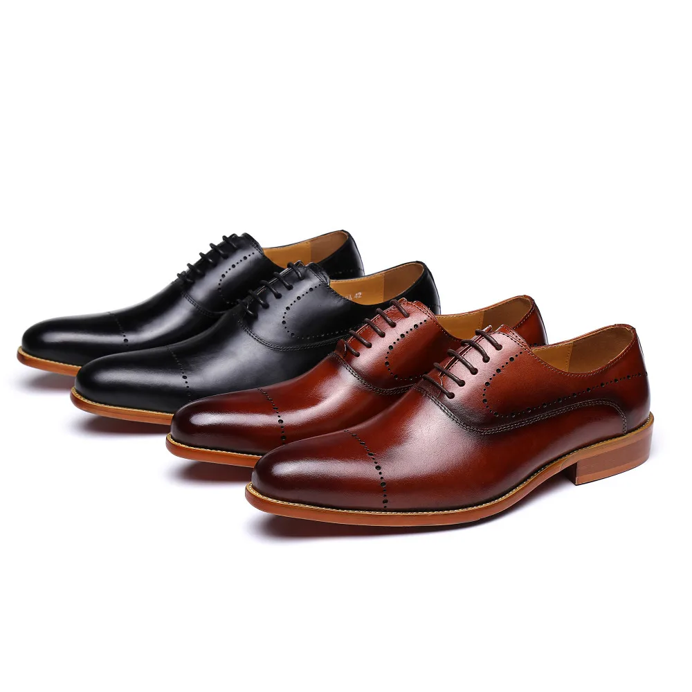 KARRUCCI/мужские оксфорды с круглым носком; Кожаные классические удобные СОВРЕМЕННЫЕ ДЕЛОВЫЕ модельные туфли на шнуровке для мужчин