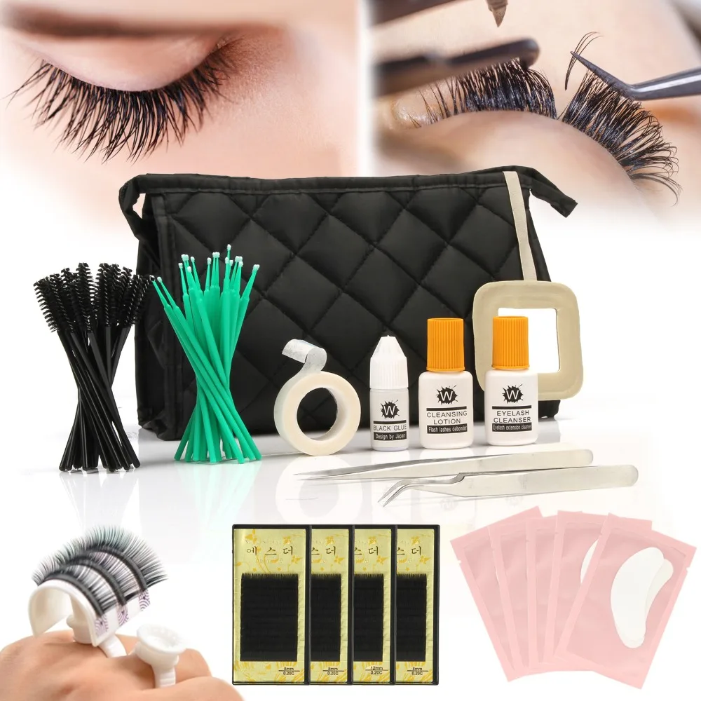 Anmas rucci C Curl Eye Lash Starter Kit Полупостоянный индивидуальный набор для наращивания ресниц с черной сумкой