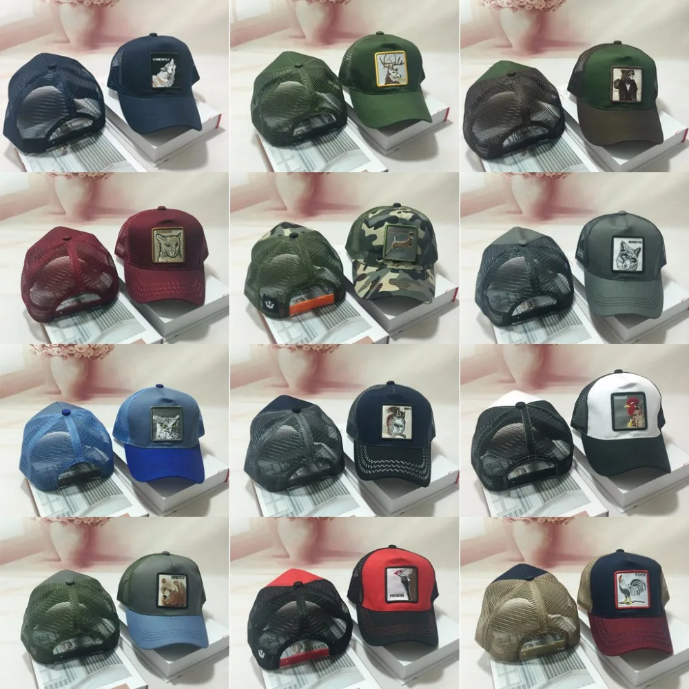 

Unisex Animal Embroidery Hip Hop Cat Patch Cotton Mesh Baseball Cap Trucker Hat Snapback