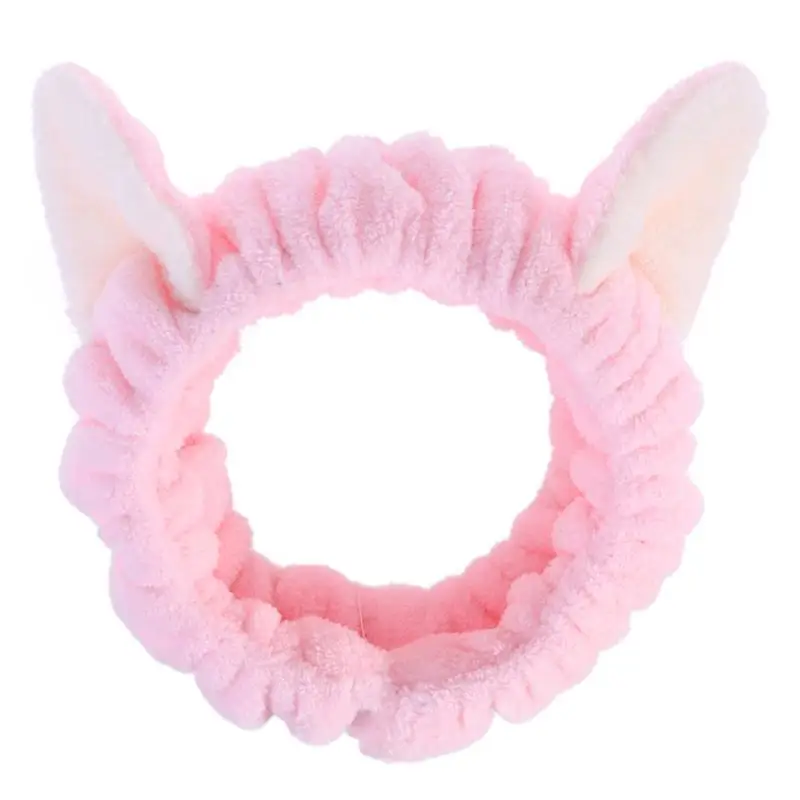 Милые кошачьи уши эластичные повязки для женщин девушек Макияж лица мыть лицо маска прическа повязка для волос аксессуары для волос(розовый
