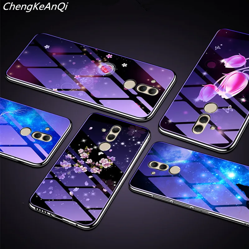 Чехол из закаленного стекла для Huawei Mate 20 Lite с покрытием синего света и мягкими