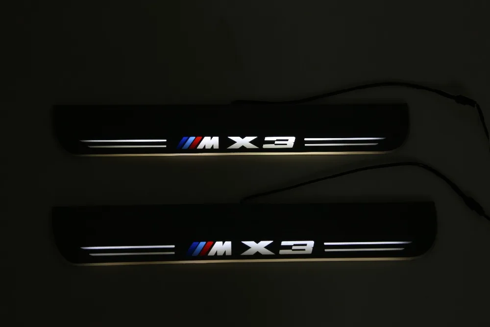 

eOsuns LED moving door scuff Nerf Bars & Running Boards door sill light plate overlays linings for BMW X3 F25 2011-15 X3 logo