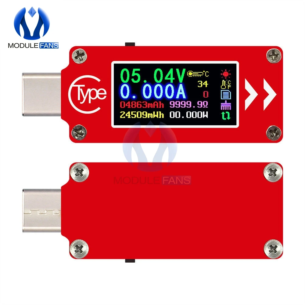 TC64 тип-c цветной ЖК-дисплей USB Вольтметр Амперметр Напряжение измеритель тока мультиметр батарея PD Зарядка банк питания USB тестер для мобильного