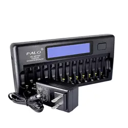 12 слотов США Plug ЖК-дисплей Smart батарея зарядное устройство AA AAA Ni-MH Ni-Cd 12 bay батареи 12 банк перезаряжаемые батареи жидкокристаллический