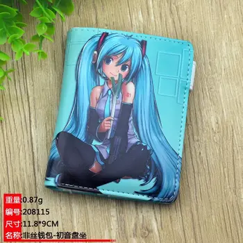 

TOP Sale : Short Coin Purse Anime/ACG Hatsune Miku Cartoon Printing With Card Holder Wallet with Magnetic Button for Gift