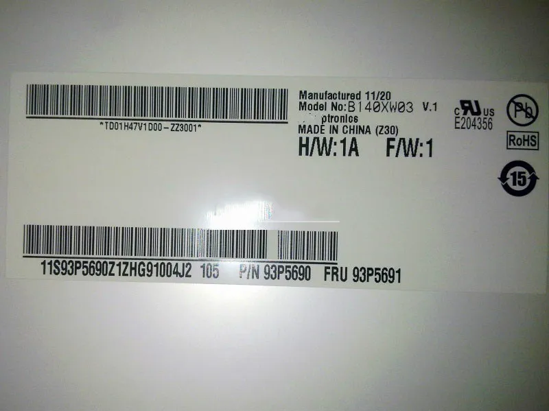 Дисплейная панель AU Optronics B140XW03 V.1 V1 1366*768 LVDS 40-контактный тест перед отправкой |