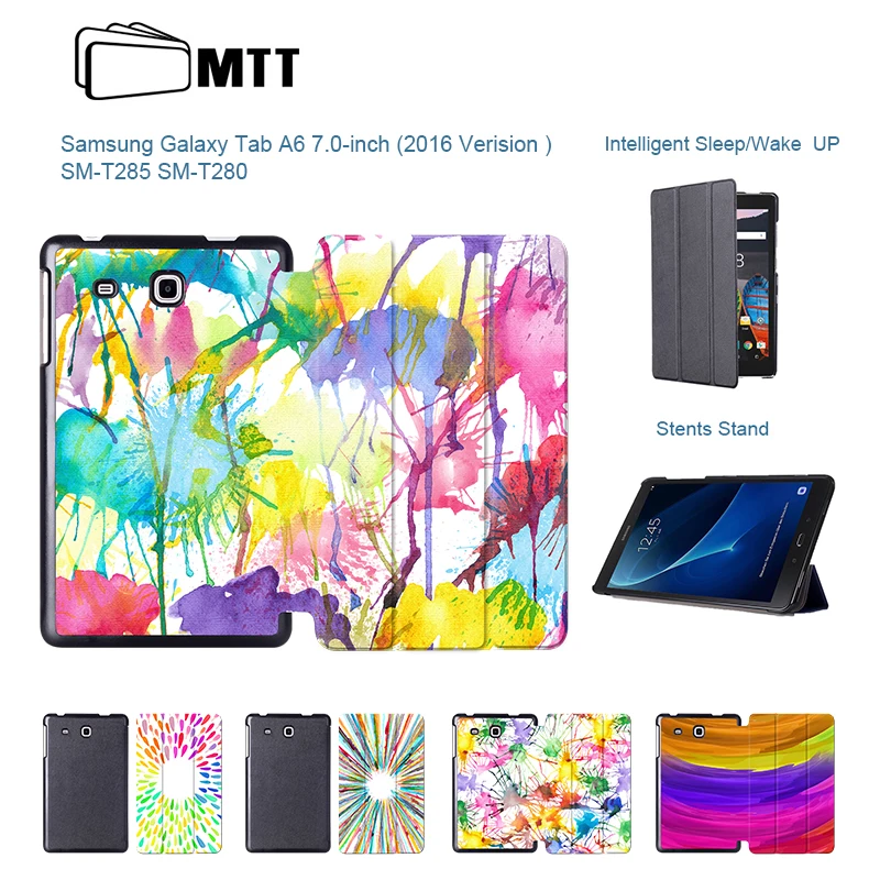 

2016 Tab a6 7.0 Case For Samsung Galaxy Tab A 7.0 T280 T285 SM-T280 Case Cover Tablet Aquarelle Painted Flip Leather Funda Shell