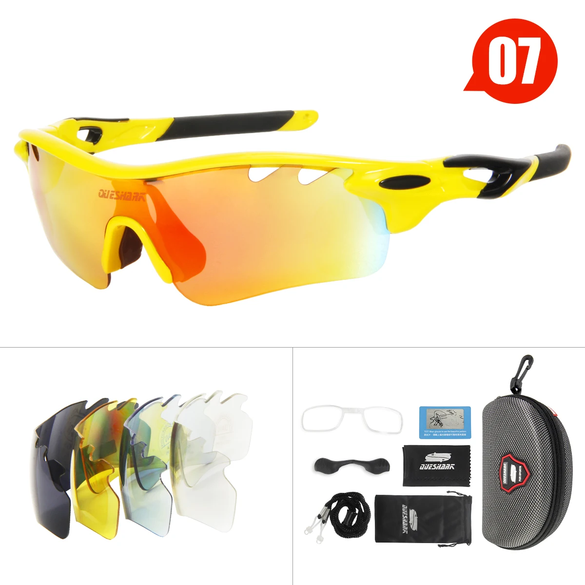 Queshark поляризационные велосипедные очки, велосипедные очки, спортивные велосипедные солнцезащитные очки TR90 UV400 С 5 линзами, уличные походные очки для верховой езды, рыбалки - Цвет: 07