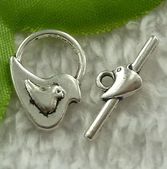 

160 sets antique silver bird clasps 22x18`19x14mm #2415